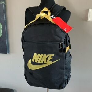 Nike NWT backpack, black/gold. 16”x24”
